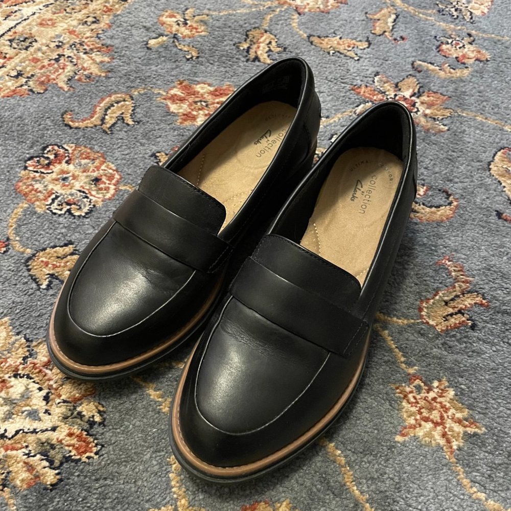 Clarks Loafers Sharon Gracie Black - size 7W